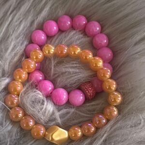 Pink and Orange Beaded Bracelets